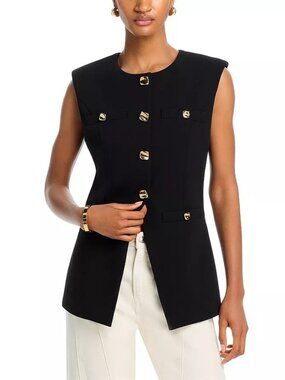 NWOT Endless Rose Black Sleeveless Vest with Gold Buttons Sz M
